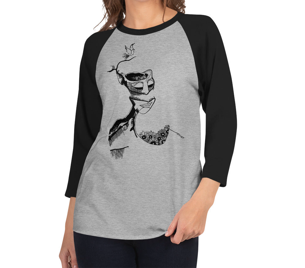Take Flight Pen Drawing 3/4 sleeve raglan shirt