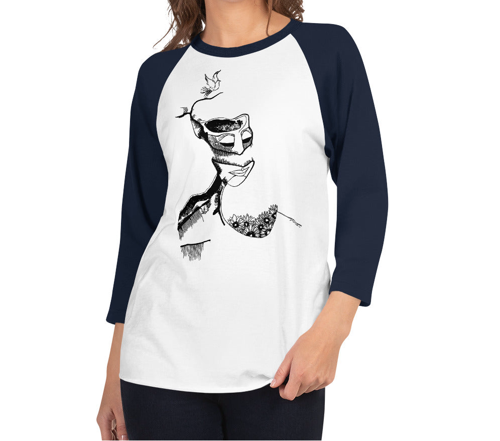 Take Flight Pen Drawing 3/4 sleeve raglan shirt