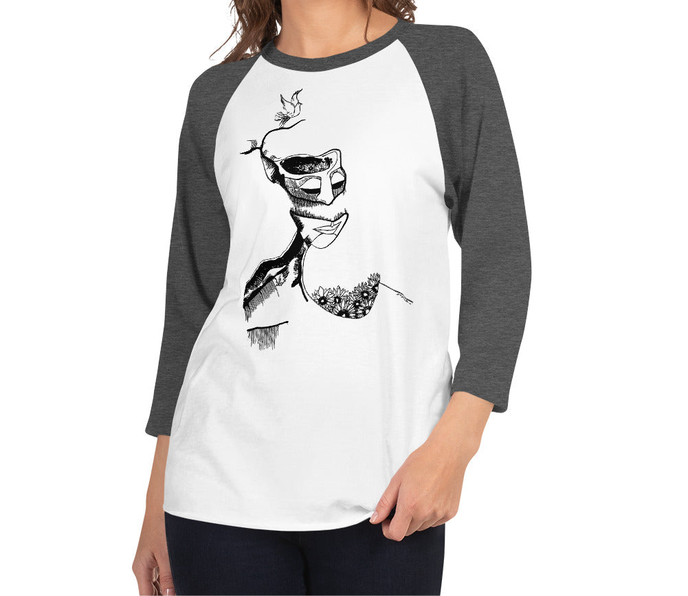 Take Flight Pen Drawing 3/4 sleeve raglan shirt