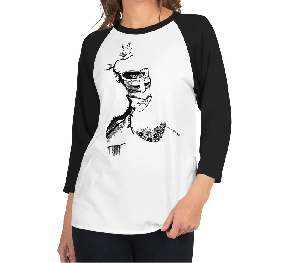 Take Flight Pen Drawing 3/4 sleeve raglan shirt