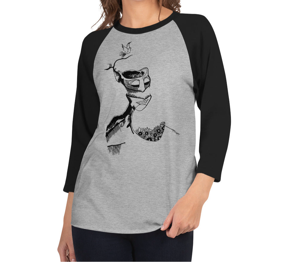 Take Flight Pen Drawing 3/4 sleeve raglan shirt