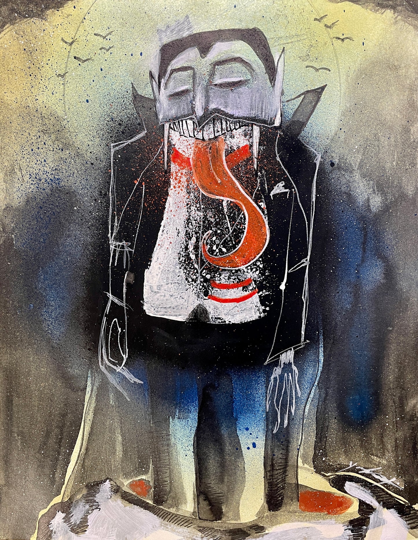 The Count - Mixed Media Painting on Paper