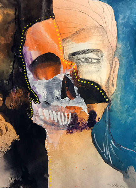 Fractured Man - Mixed Media Drawing on Paper