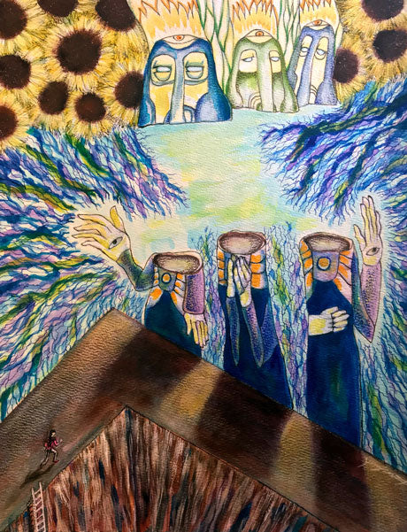 Space Gods - Mixed Media Drawing