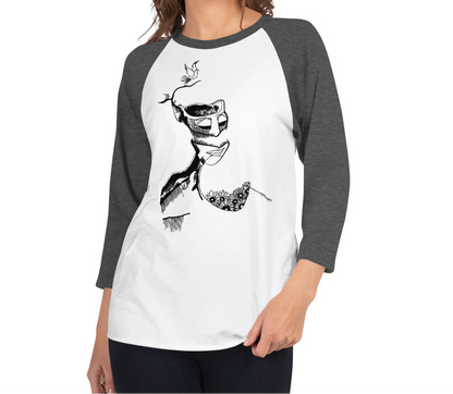 Take Flight Pen Drawing 3/4 sleeve raglan shirt
