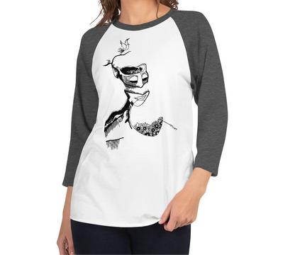 Take Flight Pen Drawing 3/4 sleeve raglan shirt