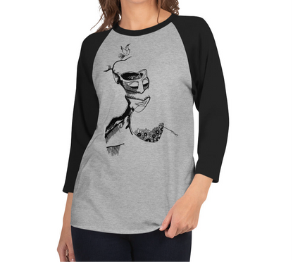 Take Flight Pen Drawing 3/4 sleeve raglan shirt