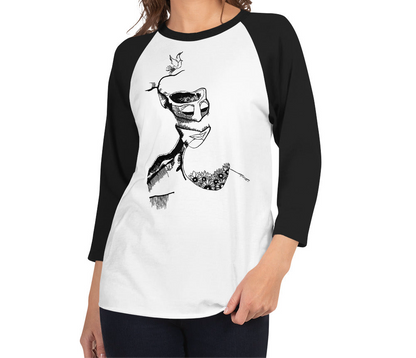 Take Flight Pen Drawing 3/4 sleeve raglan shirt