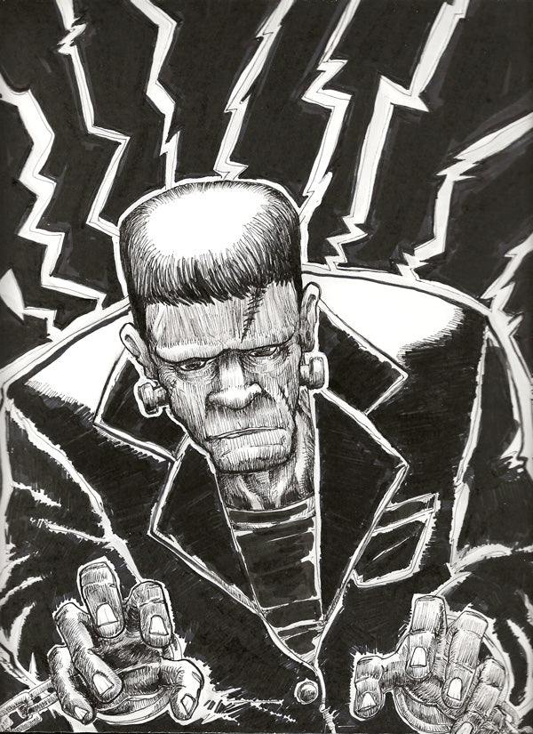 Frankenstein's Monster Pen and Ink Drawing
