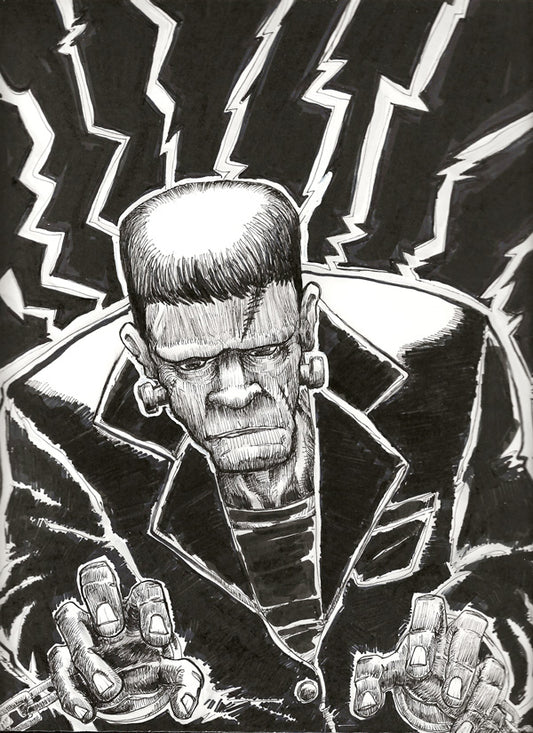 Frankenstein's Monster Pen and Ink Drawing