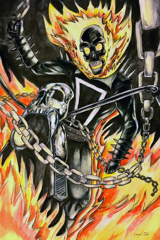 Marvel Comics "Ghost Rider" - Rotulador de acuarela y tinta sobre papel