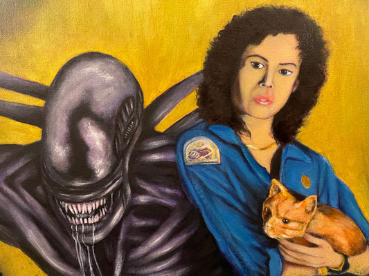 "ALIENS" Ripley y Xenomorph - Pintura Óleo sobre Lienzo