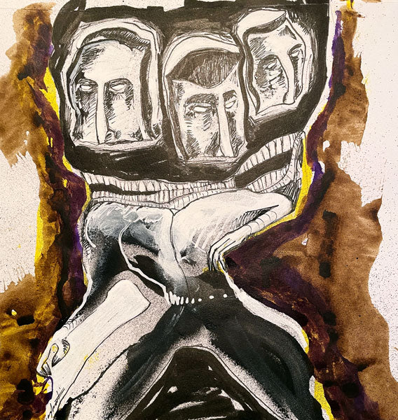 Sleeping Giants Wait - Mixed Media Drawing