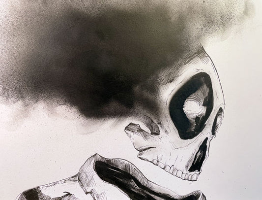 El smog - Dibujo de técnica mixta